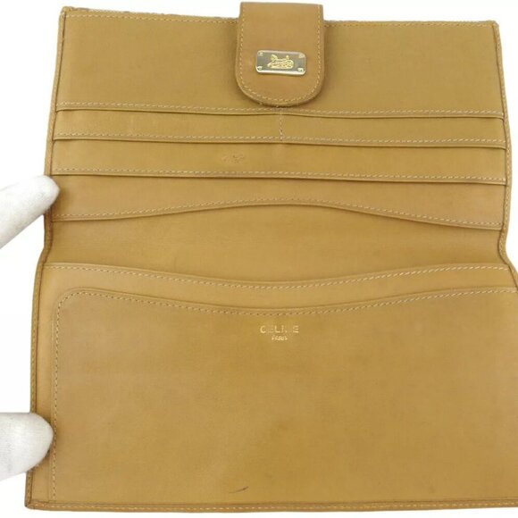CELINE Long Wallet C Macadam Beige PVC ?~ Leather Authentic Used - Picture 5 of 9